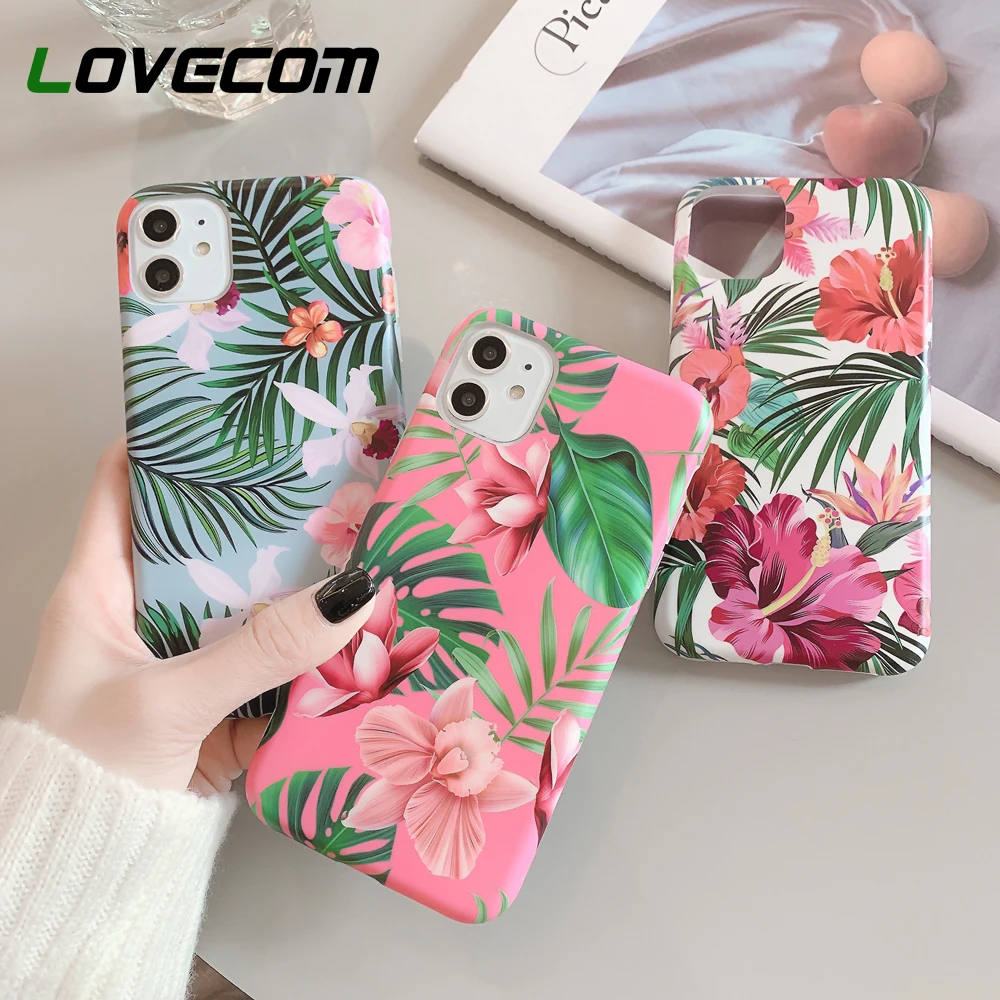 LOVECOM Vintage Flowers &amp Banana Leaf Phone Case For iPhone 11 Pro Max XR XS 6 6S 7 8 Plus X Soft IMD Back Cover Coque | Мобильные