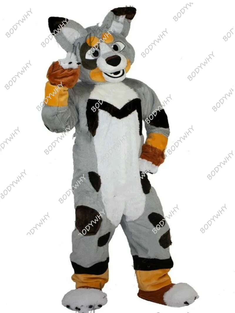 Длинный Меховой Костюм талисман для собаки хаски лисы маскарадный костюм