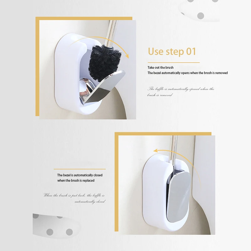 

Bathroom Cleaning Toilet Brushes Stainless Steel Toilet Brush With Holder Wall-Mounted Bathroom Toilet Brush