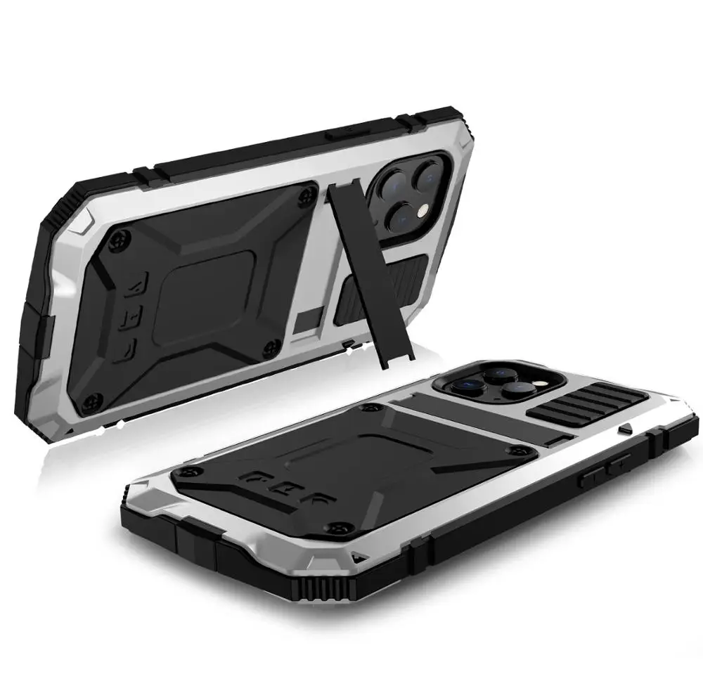 Металлический чехол со встроенной защитной подставкой для iPhone 12 Pro Max Mini 11