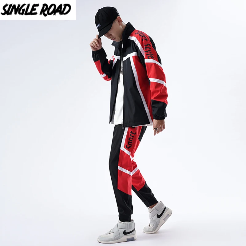 SingleRoad мужской спортивный костюм мужские комплекты осень 2020 черное пальто в