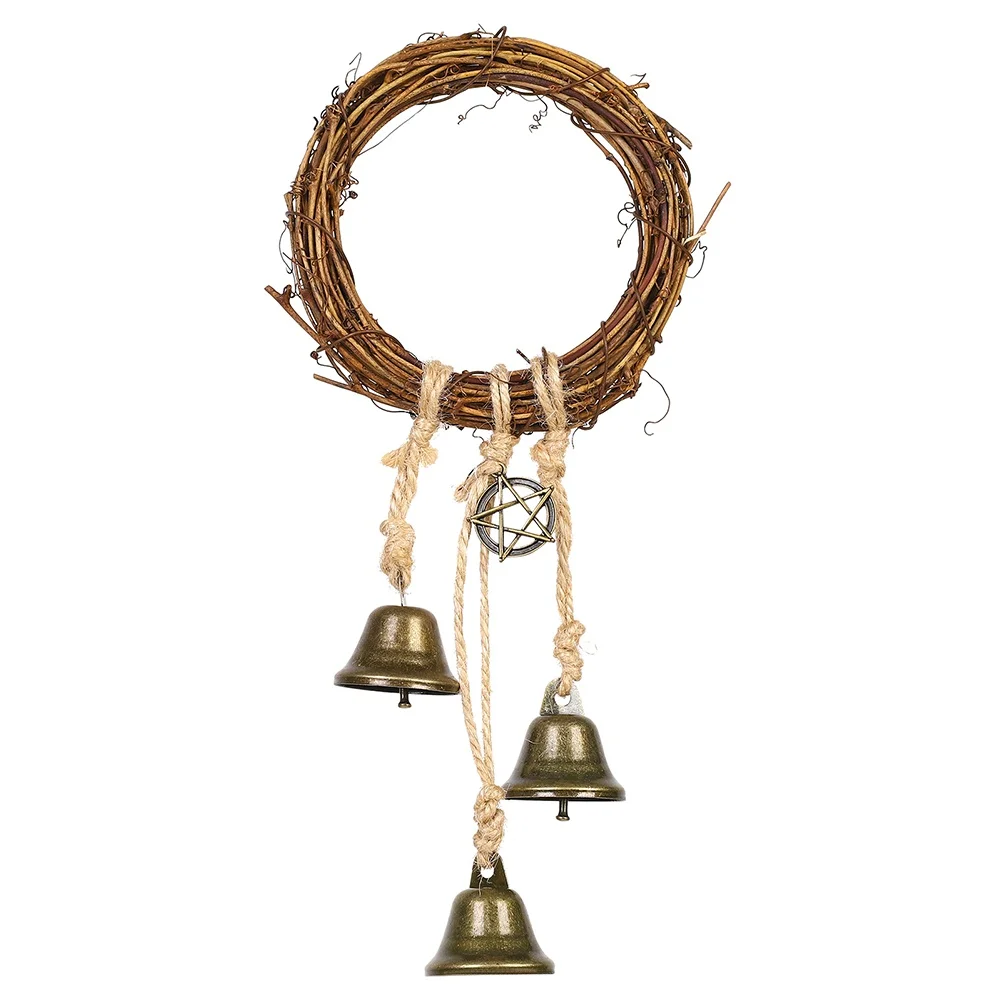 

Witch Bells Protection Door Hanger Rattan Wind Bells Handmade Boho Blessing Witchcraft Supplies Gifts for Positivity and Wealth