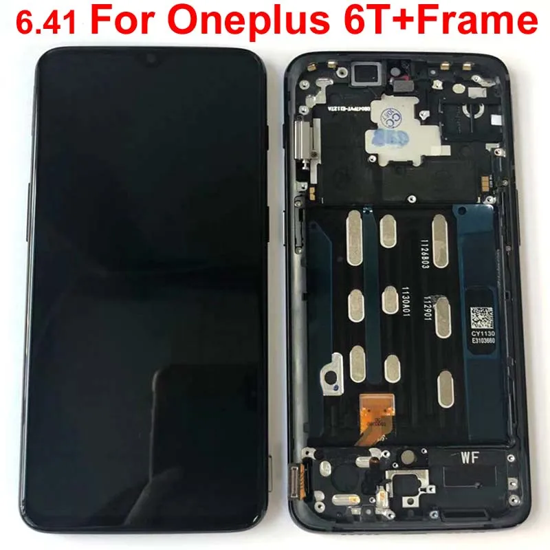 AMOLED 6,41 ''OnePlus 6T ЖК-дисплей Сенсорная панель в сборе One plus 6T ЖК-дисплей дигитайзер дисплей+ рамка