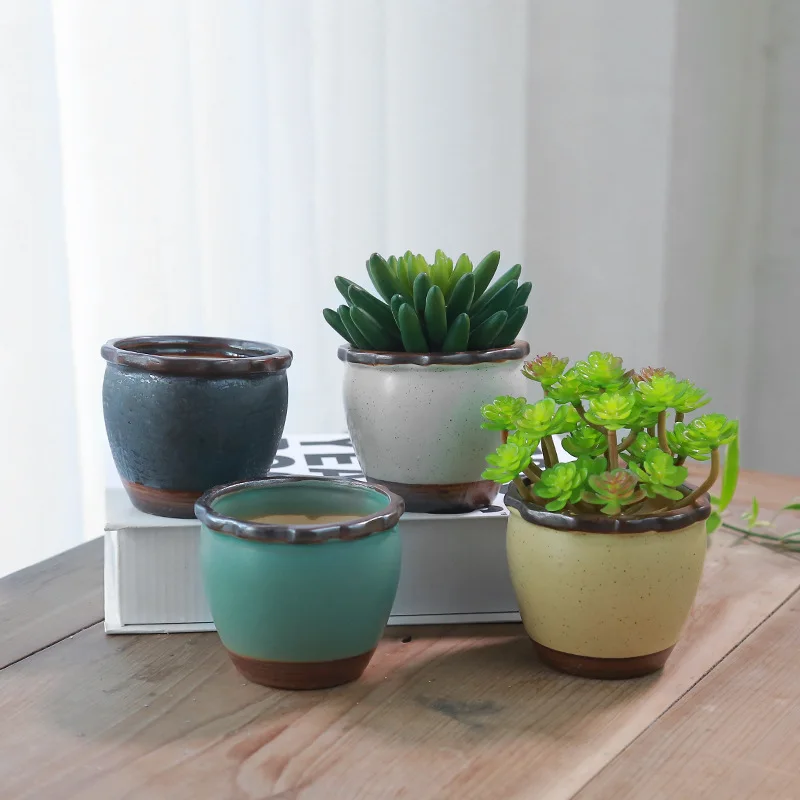 INNO керамический горшок для суккулентов растений С КАКТУСОМ цветочный домашнего