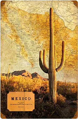 

Mexico Cactus Metal Tin Sign Retor Wall Decor Tin Sign 8x12 Inch