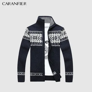 Мужской трикотажный кардиган CARANFIER, приталенный, с V-образным вырезом, на молнии, однотонный, с принтом, 3XL, 2018