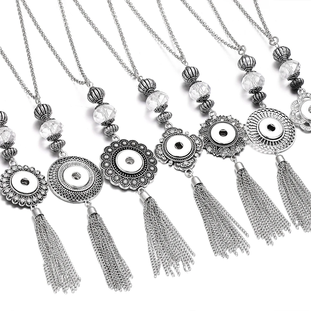 Новинка ювелирное ожерелье металлическая Длинная кисточка 18 мм с кнопками