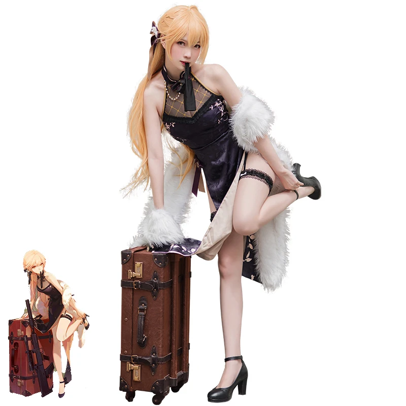 Game Girls Frontline OTS-14 Cosplay Costume Ziyuxin Cheongsam Women Sexy Purple Dress Halloween Carnival Chinese Ancient | Тематическая