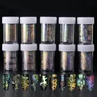 Голографическая фольга на ногти 100*4 см, геометрические рождественские наклейки с изображением единорога, розы, лазерные переводные наклейки, фэнтези, маникюр, украшение для ногтей