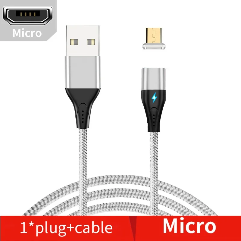 NOHON Магнитный кабель Micro usb type C Магнитный USB кабель передачи данных для быстрой зарядки для iPhone XS MAS X XR 8 7 6 6S магнит зарядное устройство для телефона - Цвет: Silver for Micro