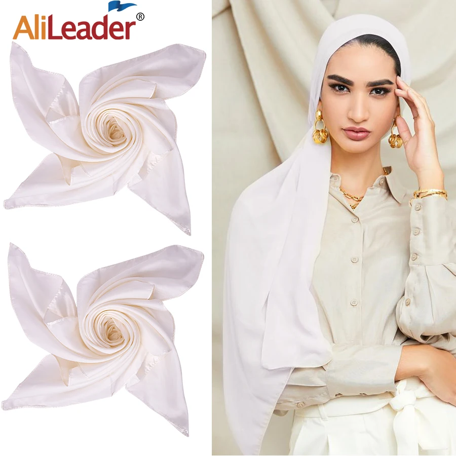 

Новинка 2021, квадратный Шелковый атласный шарф для женщин, однотонный атласный шейный бандаж для волос, мягкий пляжный хиджаб, женский плато...