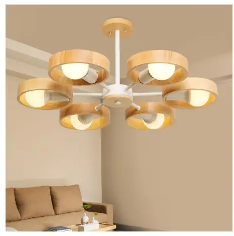 Минималистичные деревянные подвесные светодиодсветодиодный светильники E27 с