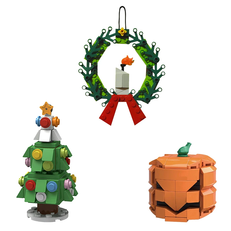 MOC Christmas Halloween Building Blocks DIY Happy Pumpkin Wreath Decoration Creative Gifts Toys For Children | Игрушки и хобби