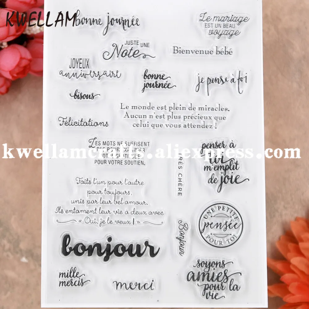 Французский JOYEUX JUSTE UNE Note Bienvenue bebe скрапбук фото карты резиновый чистый штамп для скрапбукинга прозрачный штамп KW9112529