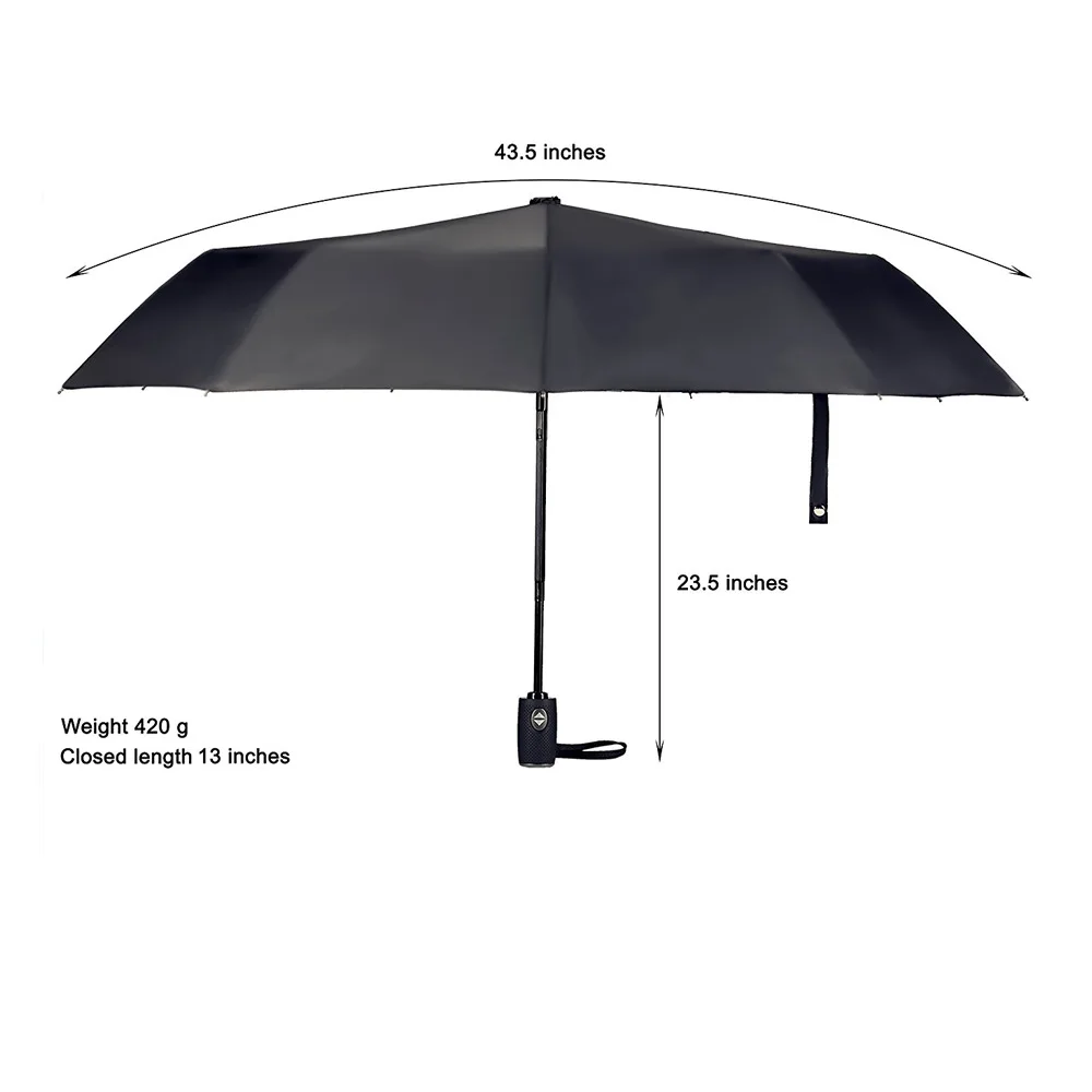 Автоматический зонт от дождя складной бизнес с 9 отверстиями 3 сложения защита