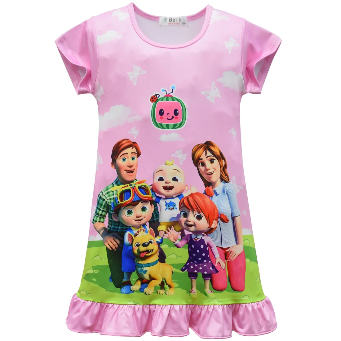 

Toddler Girls Nightgown Kids Cocomelon Sleeping Dress Children Summer Princess Nightdress Clothing Baby Girl Pajamas Dress