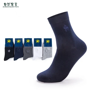 Мужские хлопковые носки с вышивкой, Классические однотонные повседневные носки, 5 цветов, Осень-зима 2020