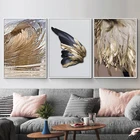 Картина на холсте для стены, скандинавский стиль, золотые крылья, перья, художественные плакаты и принты