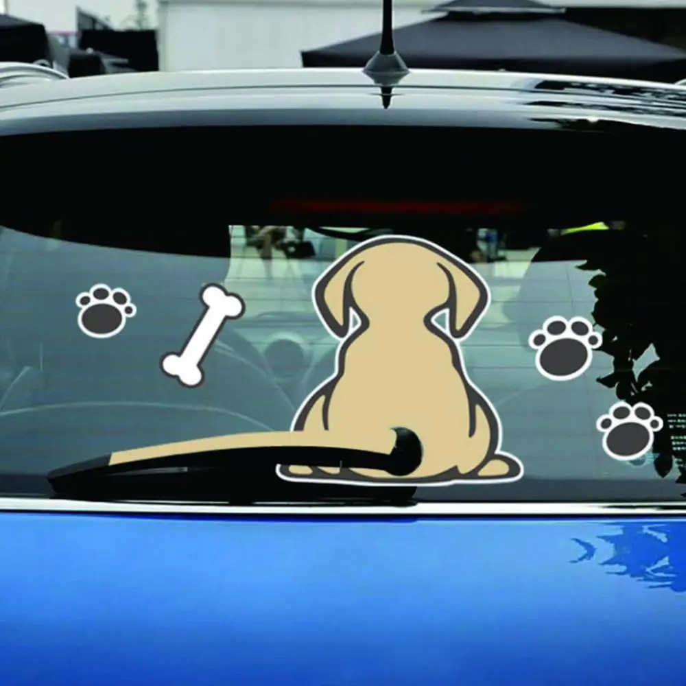 Fashion Car Cartoon Animal Sticker Moving Tail Cute Dog Auto Puppy Styling Rear Stickers Reflective Decals Wiper N6N8 | Автомобили и
