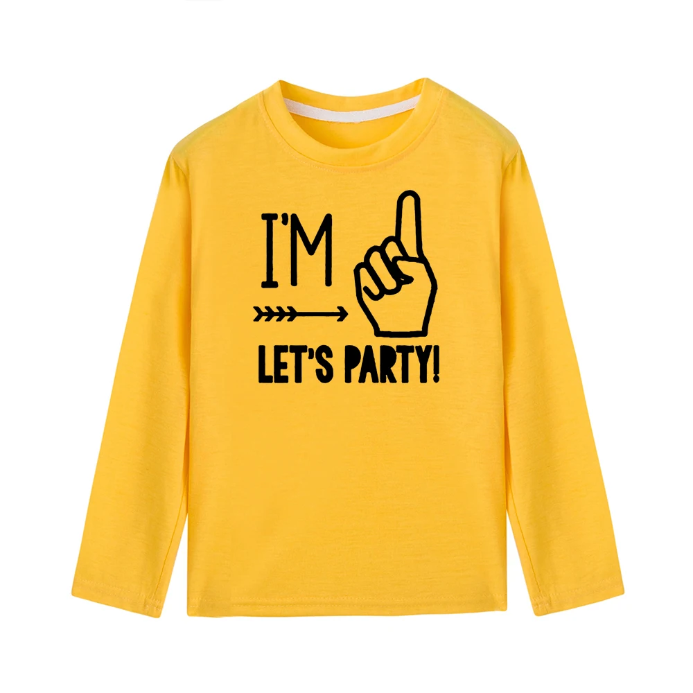 52B2-KLTYE- Вечерние футболки для детей с надписью «I'm One Let's» футболка для маленьких мальчиков и девочек на первый день рождения забавные детские повседневные футболки с длинными рукавами - Цвет: 52B2-KLTYE-
