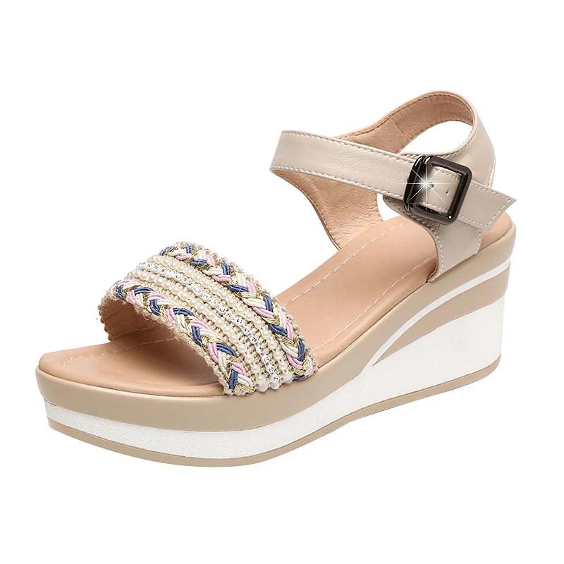 

Wedges Heel Sandals Women Summer High Heel Shoes Platform White Sandals Wedge Shoes