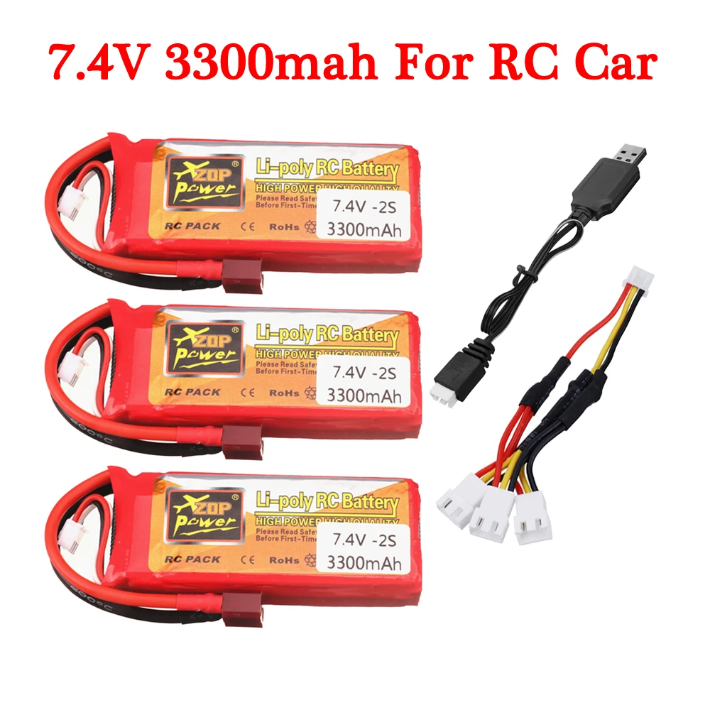 

2S Lipo Battera 7.4V 3300mah RC Cars Battery For Wltoys 144001 124018 124019 12428 12423 RC Toys Off-road racing Car battery