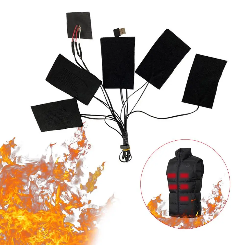 

1SetUSBElectric Heated Jacket Heating Pad Outdoor Themal Warm Winter Heating Vest Pads for DIY Heated Clothingкуртка с подогрево