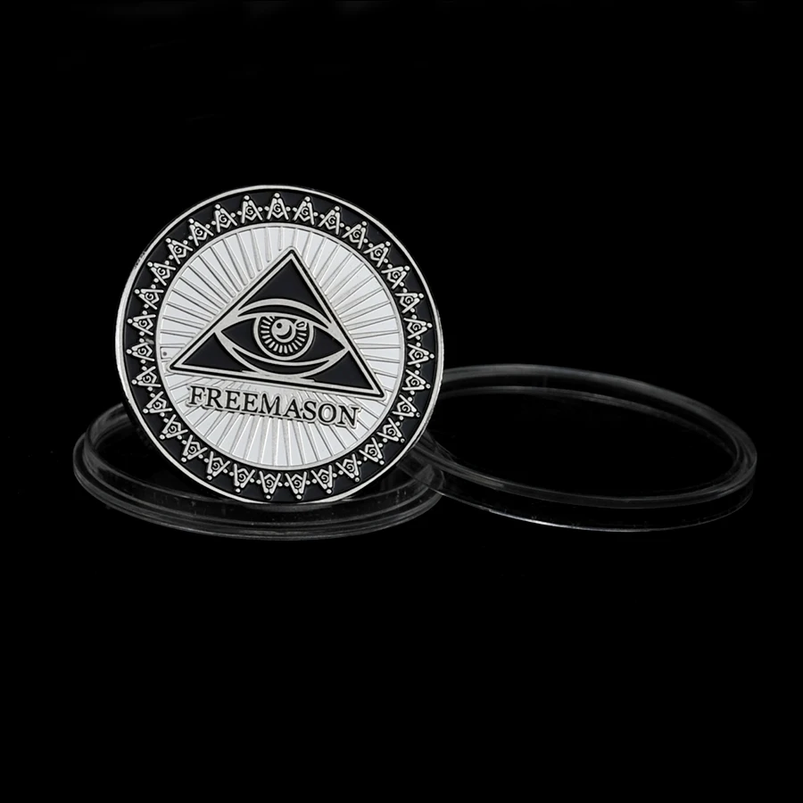 Chapado en plata masónico Freemason conmemorativo монета Token coleccionable fatio G03 Прямая поставка