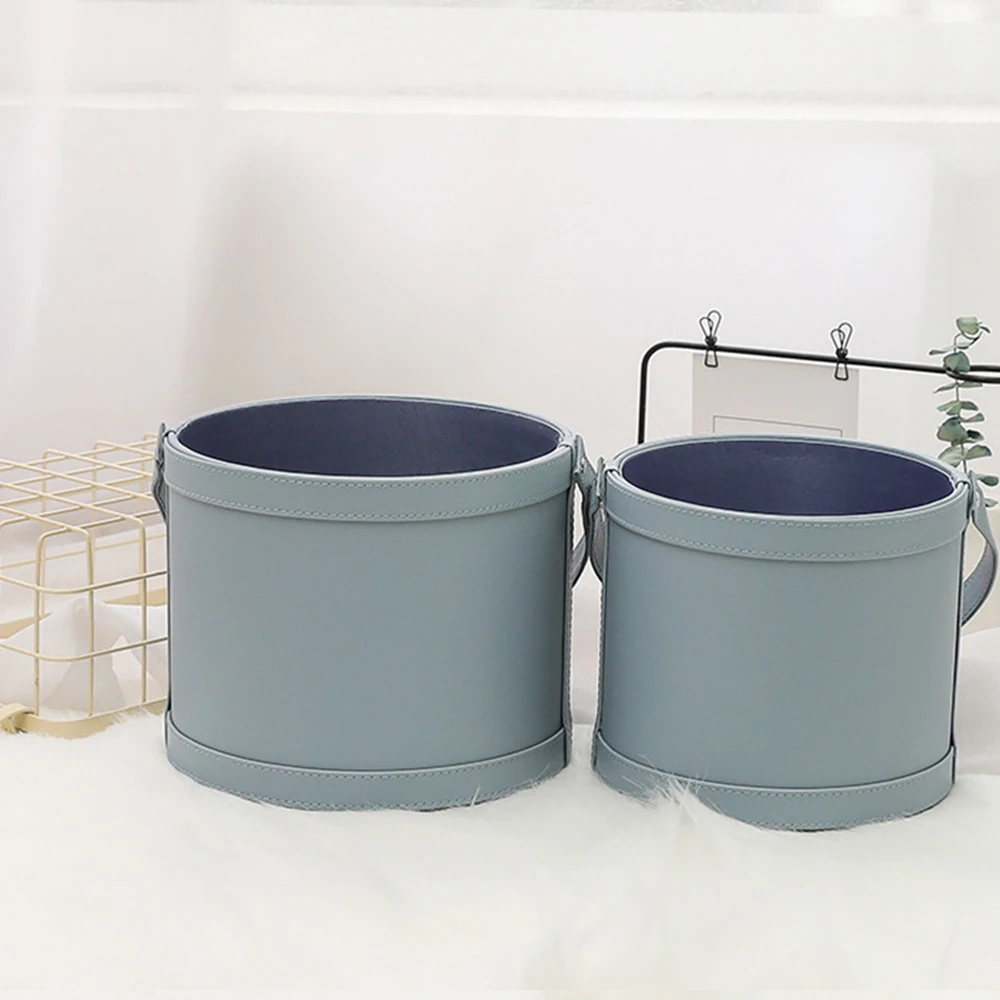 Круглые Кожаные подарочные упаковочные коробки для цветов свадебной вечеринки