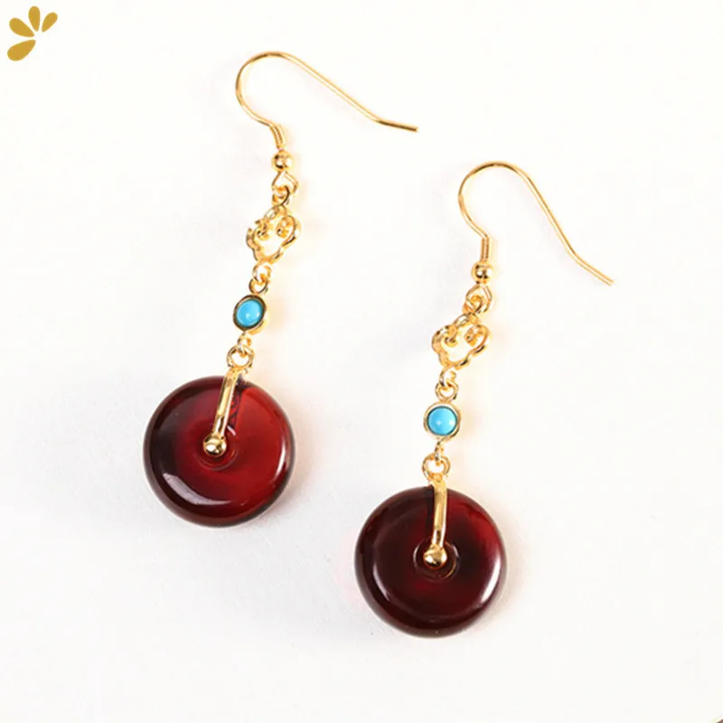 

Серьги-подвески женские из серебра 925 пробы, с красным янтарем