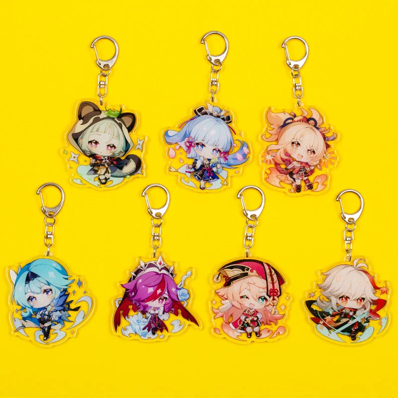 

Genshin Impact Eula Yan Fei Keychain Cosplay Kamisato Ayaka Kaedehara Kazuha Sayu Cute Game Character Acrylic Pendant Keyring
