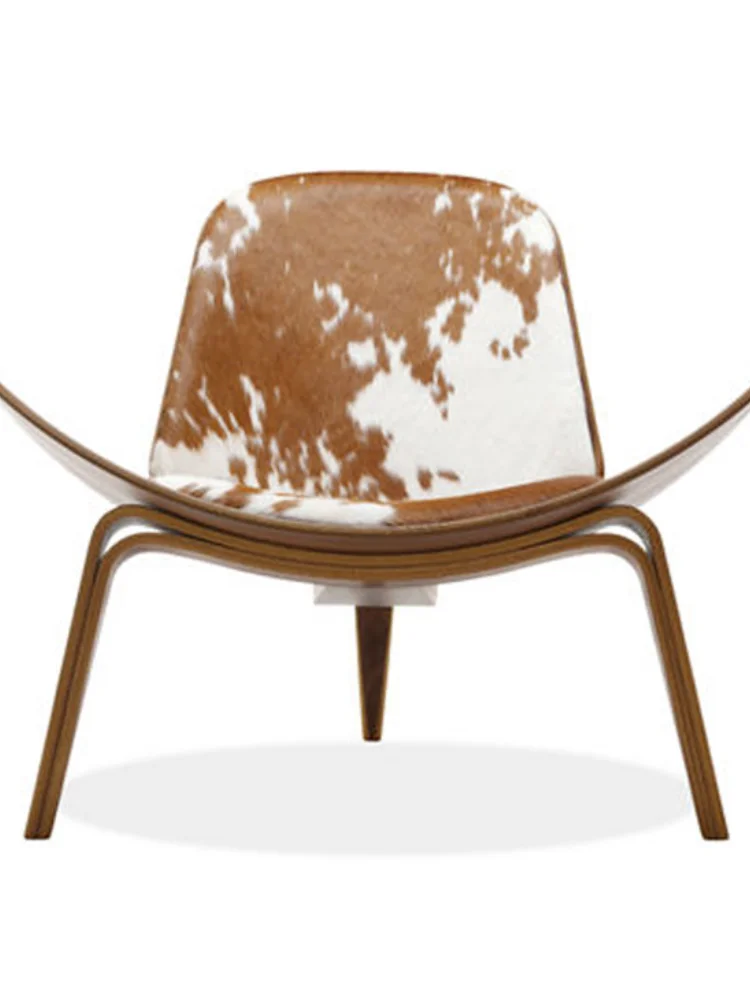 Стул с трехножной обивкой из ясеня/грецкого ореха воловьей кожи | Мебель