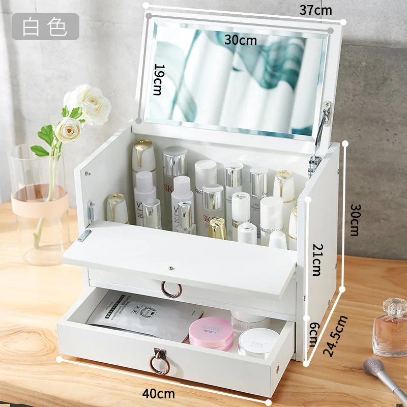 Большой деревянная косметическая коробка для хранения домашних настольных с