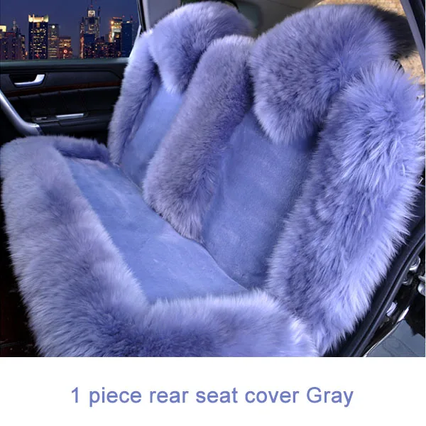 Rear seat Gray Шерстяное покрытие для автомобильных сидений, зимняя теплая подушка для сидений автомобиля, натуральный мех, Австралийская овчина, авточехлы для сидений, автомобильные меховые аксессуары - Название цвета: Rear seat Gray