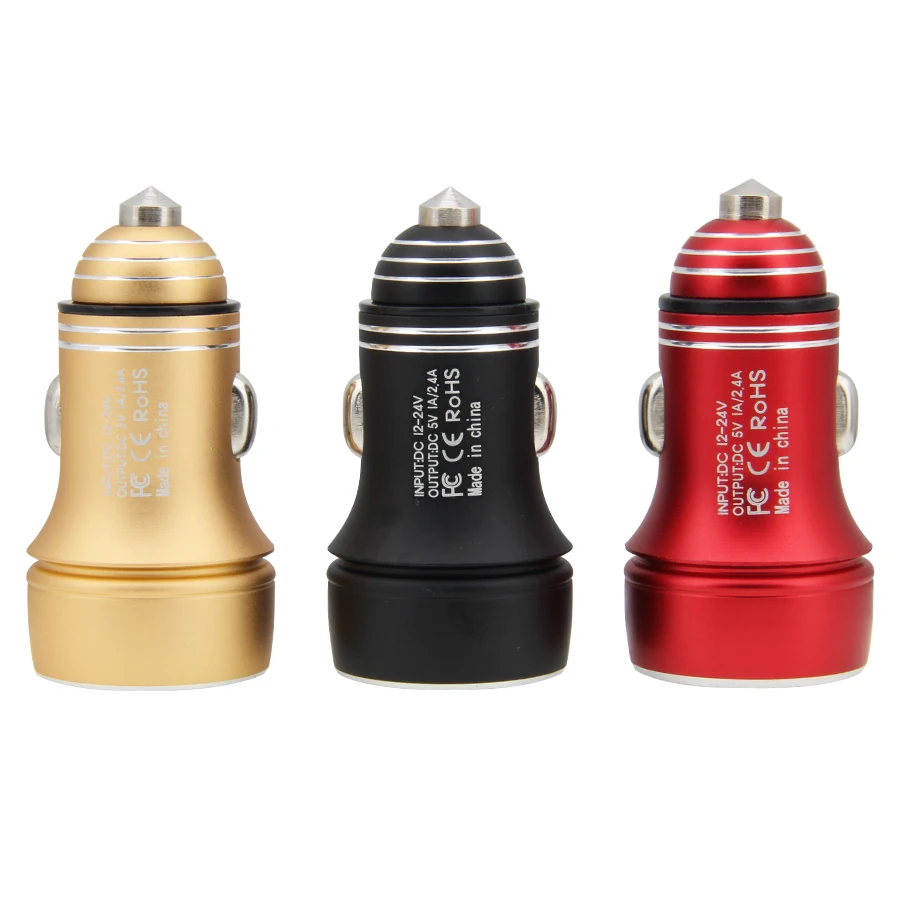 

Dual USB Car Charger 2.4A Fast Charing 2 Port USB 12-24V Car Cigarette Socket Lighter For Car USB Charger Power Adapter 300pcs