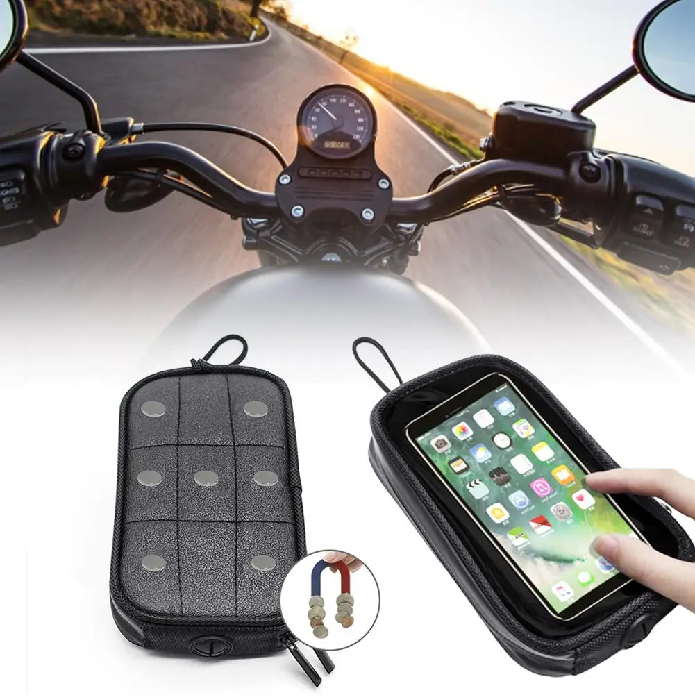 universal motorcycle fuel tank bag with magnetic waterproof moto fuel tank for mobile phone holder case transparent touch screen free global shipping