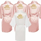 Атласная пижама Queen  Squad, халаты для женщин, кимоно с короной и надписью золотого цвета, размера плюс