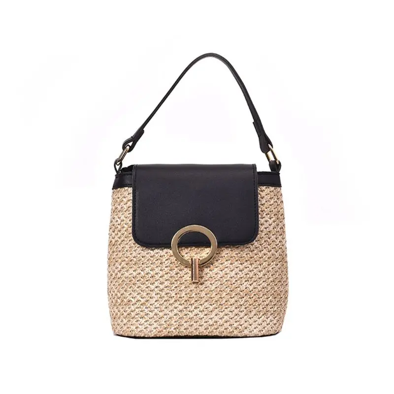 

Women Lady Girl Small Straw Bucket Handbag Shoulder Messenger Bag Satchel Tote Purse