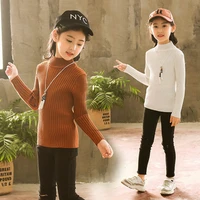 3 14 yrs girls turtleneck solid color knitting pullover sweater kid autumn winter cardigans children casual style girl clothes