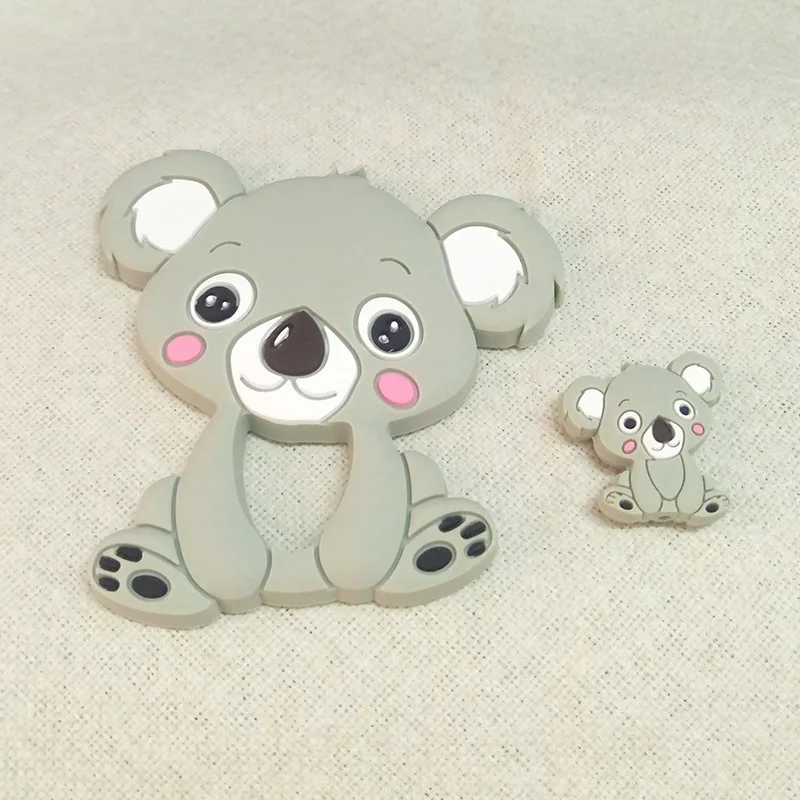 gray set Joepada 1 шт. Силиконовые Прорезыватели пищевого класса крошечный стержень мультфильм Животные коала Прорезыватель DIY Детский аксессуар для прорезывания зубов детские подарки для душа игрушка - Цвет: gray set