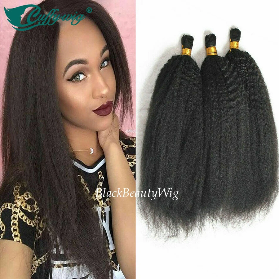

Kinky Straight Human Hair Bulk Mongolian Braiding Hair Bundles Extension Corase Italian Yaki Braiding Hair Weaving Bulks 3Pcs