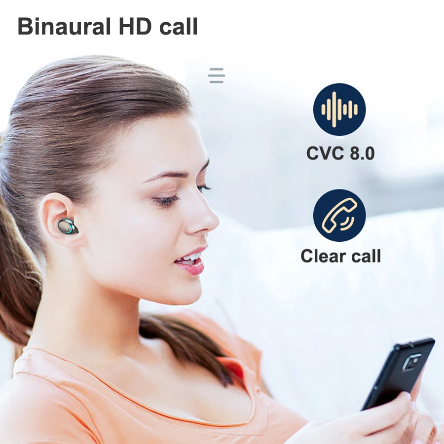 Беспроводные стереонаушники Bluetooth V5.0 Спортивные наушники гарнитура 2000 мА/ч для