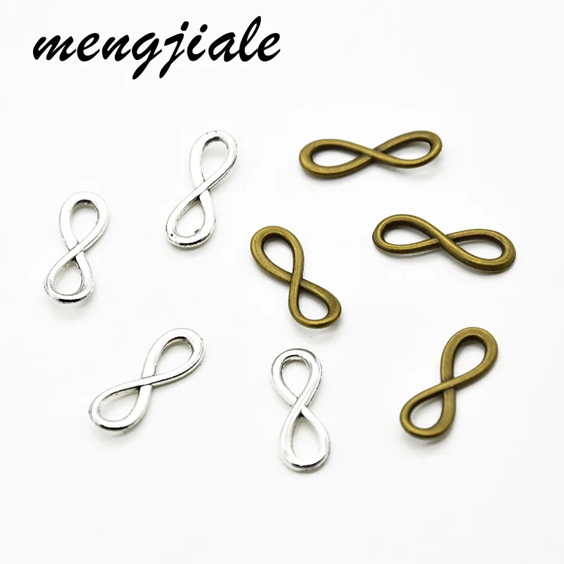 

30pcs Wholesale Two Color Infinity Connector Charms Alloy Metal Pendants For DIY Handmade Jewelry Accessories Making 23*8mm