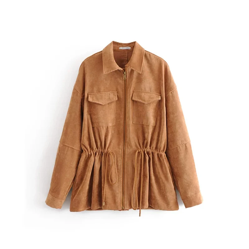 Женский Повседневный оранжевый черный осенний Тренч Регулируемый пояс пальто