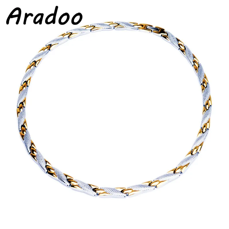 

ARADOO Korea Health Titanium Necklace Men's Necklace Holiday Gift Anti-Radiation Strengthen Immunity Stay Slim Magnetic Necklace
