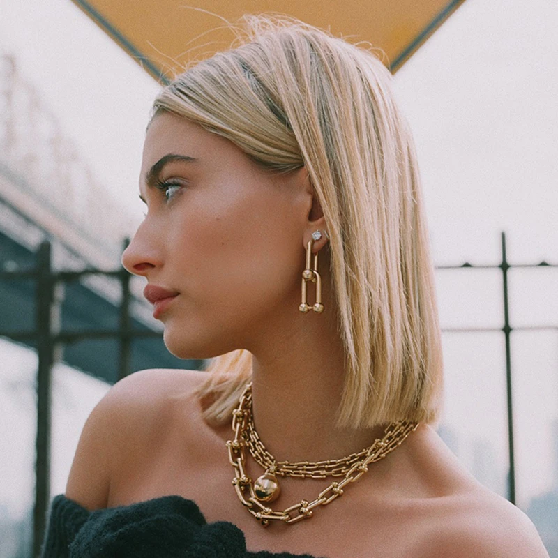 Женские Геометрические серьги Peri'sBox длинные висячие из латуни и золота с