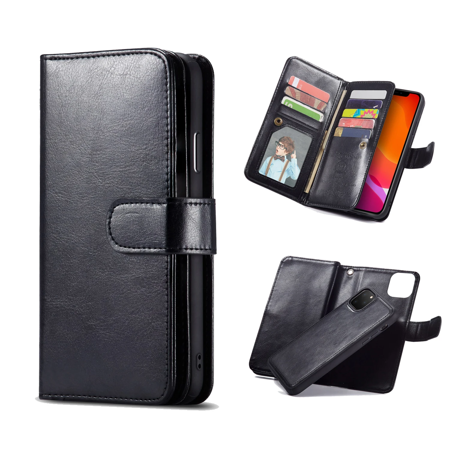 

For IPhone 11 PRO MAX Case Leather Magnetic Detachable 9 Cards Slots Wallet Case For IPhone 11 PRO MAX Case XS MAX XR 6 7 8 Plus