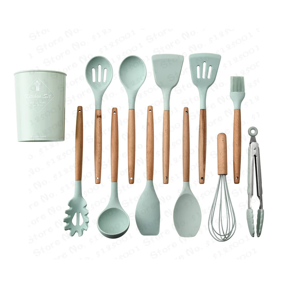 

Silicone Kitchenware Cooking Utensils Set Heat Resistant Kitchen Non-Stick Cooking Utensils Baking Tools With Storage Box Tools