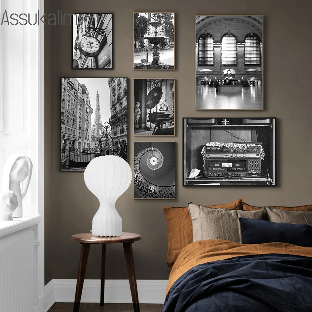 

Черно-белые принты, городской пейзаж, искусство на стену, искусство, Картина на холсте для улицы, настенные картины для декора гостиной