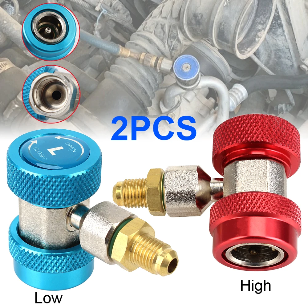 

R134A High Low 2Pcs Auto Repair Tools Quick Coupler Connector Adapter Car air conditioner fluoride converter Adjustable